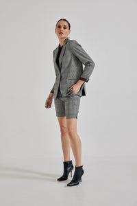 Lindsay Nicholas New York Shorts Elizabeth Short in Grey and Burgundy Plaid