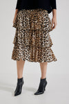 Lindsay Nicholas New York Skirts Elena Francesca Tiered Skirt in Leopard