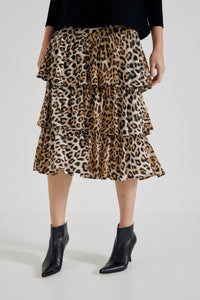 Lindsay Nicholas New York Skirts Elena Francesca Tiered Skirt in Leopard