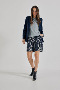 Lindsay Nicholas New York SHORTS Freya Short in Blue Python Silk