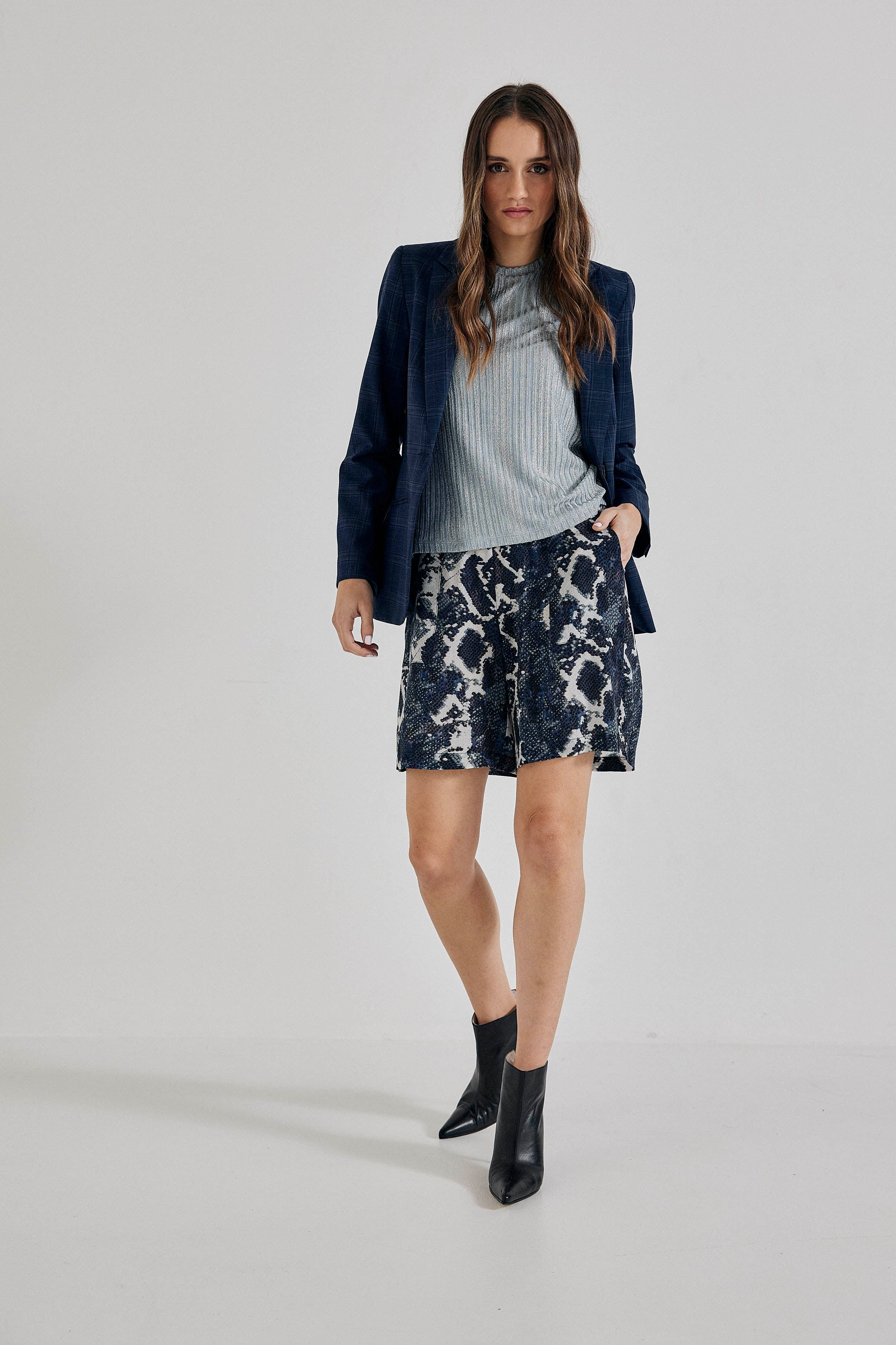 Lindsay Nicholas New York SHORTS Freya Short in Blue Python Silk