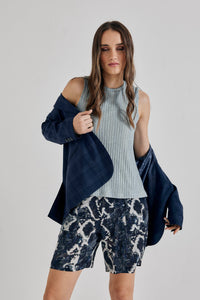 Lindsay Nicholas New York SHORTS Freya Short in Blue Python Silk