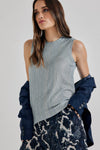 Lindsay Nicholas New York TOP Laura Sleeveless Crewneck in Ice Blue