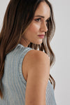 Lindsay Nicholas New York TOP Laura Sleeveless Crewneck in Ice Blue