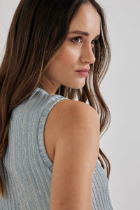 Lindsay Nicholas New York TOP Laura Sleeveless Crewneck in Ice Blue