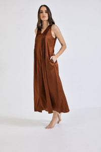 Lindsay Nicholas New York Dresses Maxi Dress in Cinnamon Silk