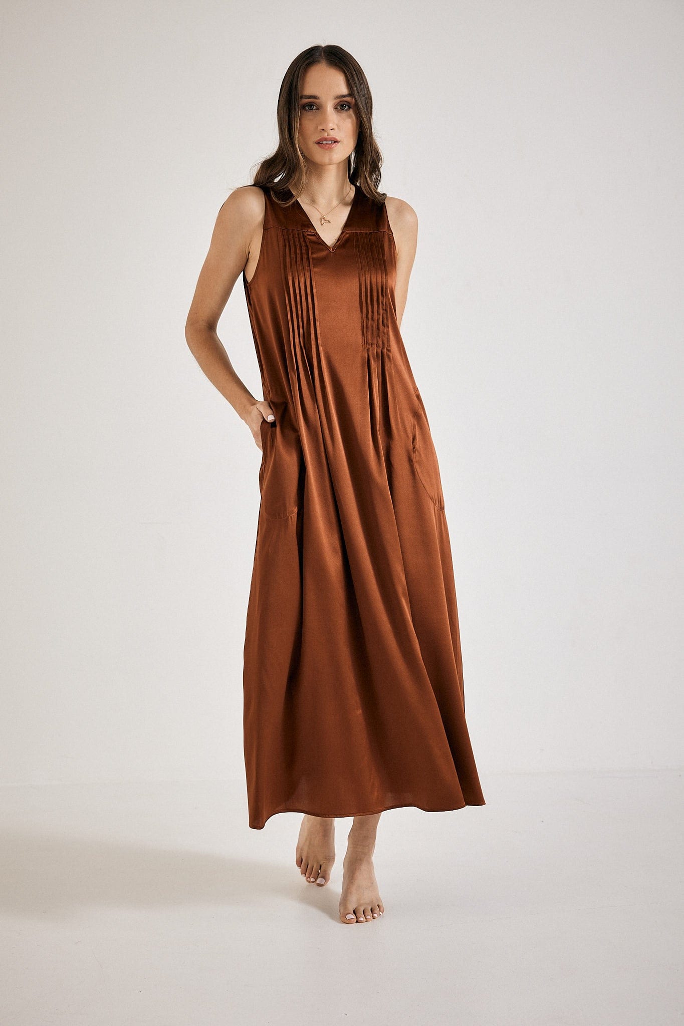 Maxi Dress in Cinnamon Silk | Orange Dress at Lindsay Nicholas Lindsay Nicholas New York Maxi Dress in Cinnamon Silk | Orange Dress at Lindsay Nicholas Lindsay Nicholas New York