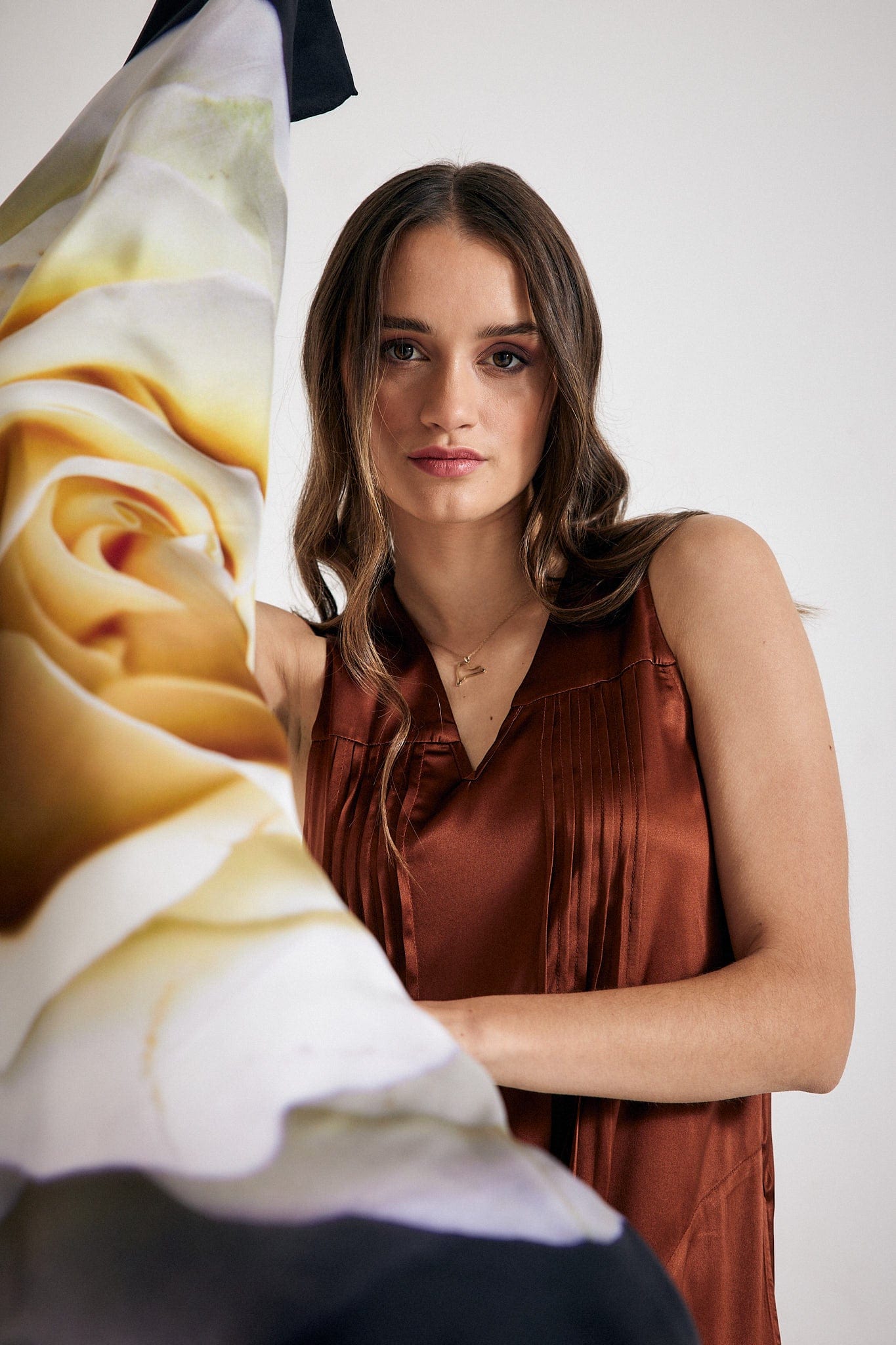 Lindsay Nicholas New York Dresses Maxi Dress in Cinnamon Silk