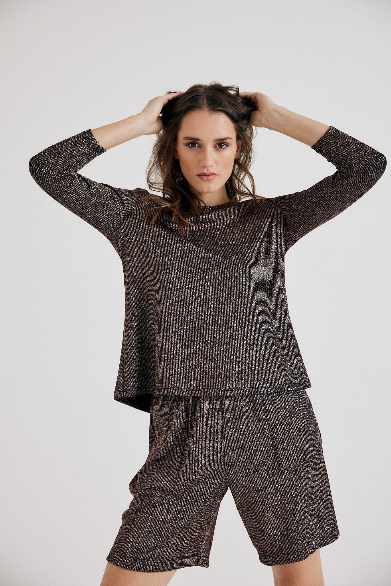 Lindsay Nicholas New York Shorts Disco Glitter Shorts in Bronze
