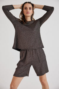 Lindsay Nicholas New York Shorts Disco Glitter Shorts in Bronze