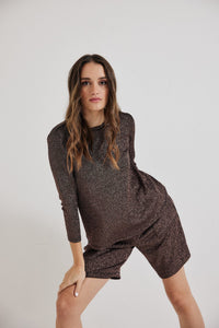 Lindsay Nicholas New York Shorts Disco Glitter Shorts in Bronze