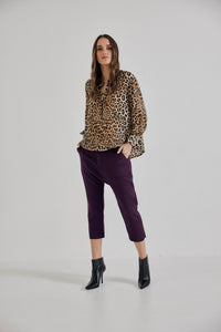 Lindsay Nicholas New York Pants Maverick Drop Crotch Pant in Aubergine