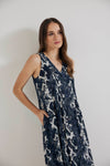 Lindsay Nicholas New York Apparel & Accessories Maxi Dress in Blue Python Silk