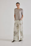Lindsay Nicholas New York Pants Freya Pant in Crème Bird Fleur Silk Satin