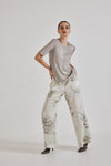 Lindsay Nicholas New York Pants Freya Pant in Crème Bird Fleur Silk Satin