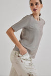 Lindsay Nicholas New York Top Laura Short Sleeve Crew in Antique Shimmer