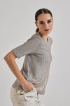 Lindsay Nicholas New York Top Laura Short Sleeve Crew in Antique Shimmer