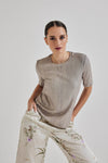 Lindsay Nicholas New York Top Laura Short Sleeve Crew in Antique Shimmer