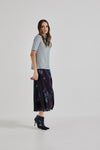 Lindsay Nicholas New York midi Duchess Midi Skirt in Plum Bird Fleur Silk