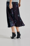 Lindsay Nicholas New York midi Duchess Midi Skirt in Plum Bird Fleur Silk