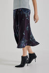 Lindsay Nicholas New York midi Duchess Midi Skirt in Plum Bird Fleur Silk