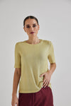 Lindsay Nicholas New York Top Laura Short Sleeve Crew in Sunflower Shimmer
