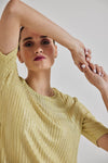 Lindsay Nicholas New York Top Laura Short Sleeve Crew in Sunflower Shimmer