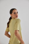 Lindsay Nicholas New York Top Laura Short Sleeve Crew in Sunflower Shimmer