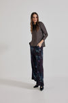 Lindsay Nicholas New York Pants Freya Pant in Plum Bird Fleur Silk