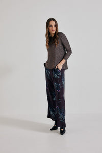 Lindsay Nicholas New York Pants Freya Pant in Plum Bird Fleur Silk