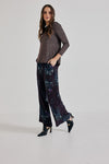Lindsay Nicholas New York Pants Freya Pant in Plum Bird Fleur Silk