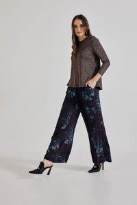 Lindsay Nicholas New York Pants Freya Pant in Plum Bird Fleur Silk