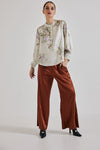 Lindsay Nicholas New York blouse Poet Blouse in Crème Bird Fleur Silk Satin