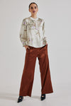 Lindsay Nicholas New York blouse Poet Blouse in Crème Bird Fleur Silk Satin