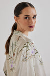 Lindsay Nicholas New York blouse Poet Blouse in Crème Bird Fleur Silk Satin