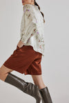 Lindsay Nicholas New York blouse Poet Blouse in Crème Bird Fleur Silk Satin