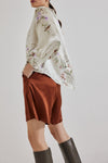 Lindsay Nicholas New York blouse Poet Blouse in Crème Bird Fleur Silk Satin
