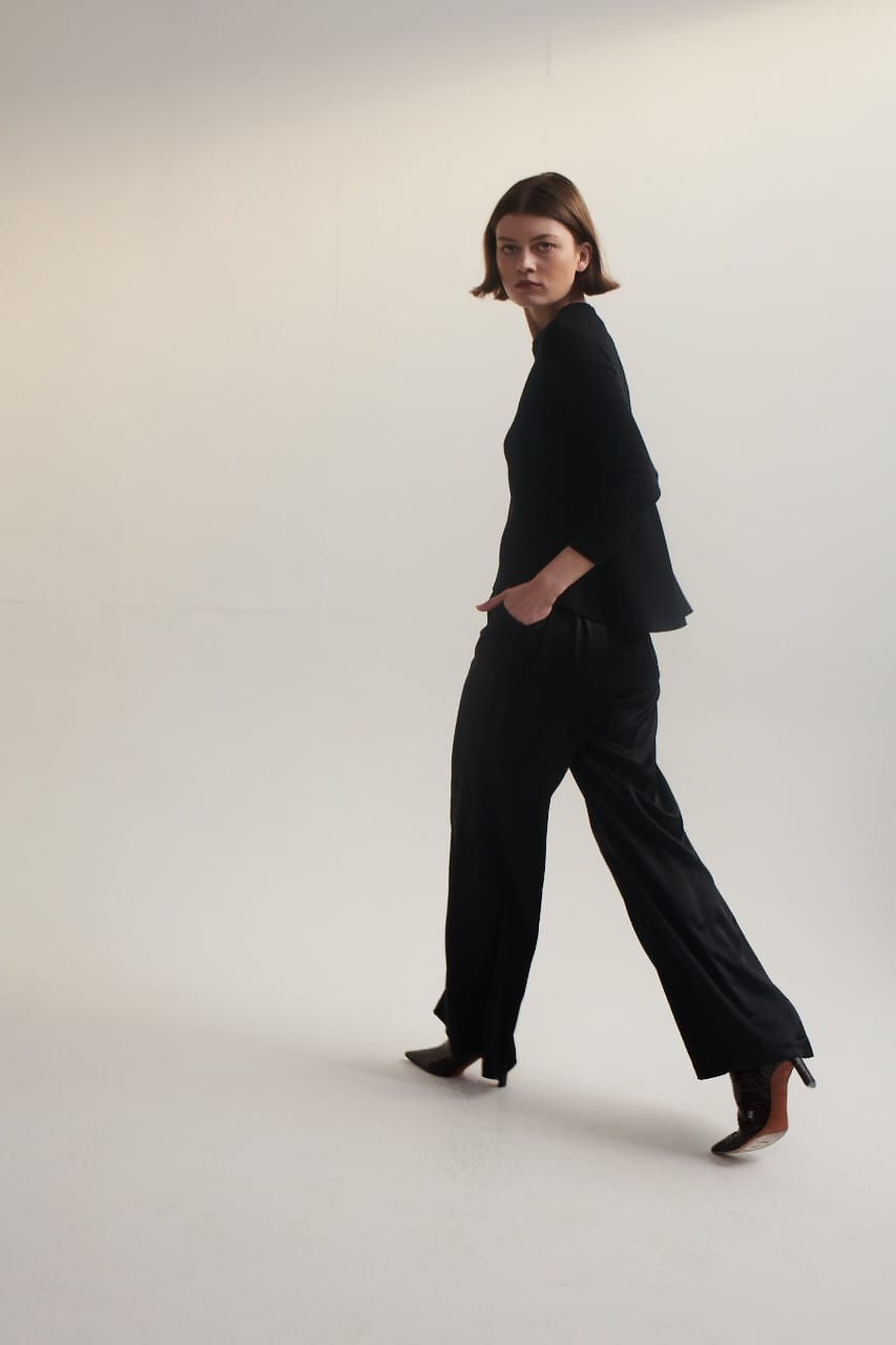 Lindsay Nicholas New York Pants Palazzo Pants in Black Silk