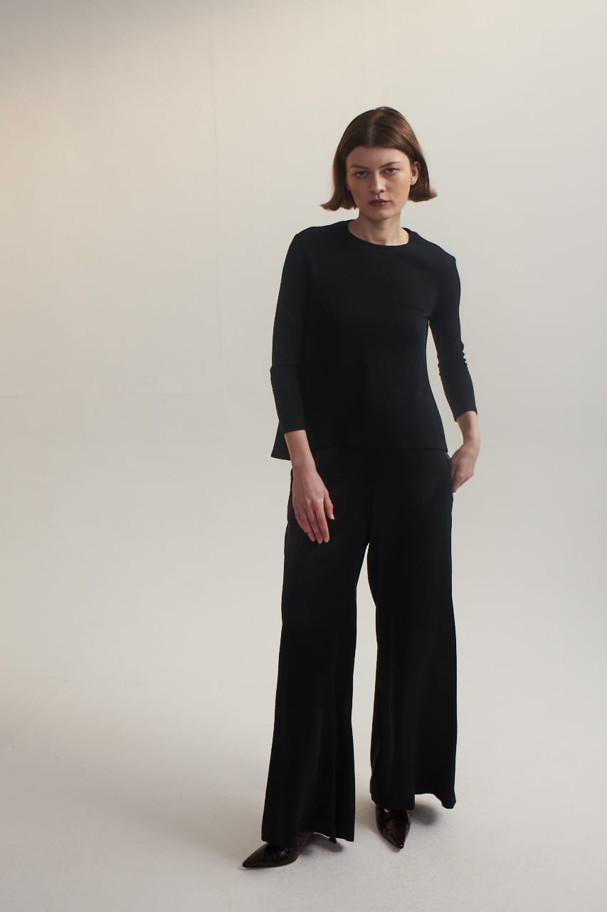 Lindsay Nicholas New York Pants Palazzo Pants in Black Silk