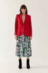 Lindsay Nicholas New York midi Duchess Skirt in Green & Pink Peony