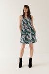 Lindsay Nicholas New York Dresses Pintuck Mini Dress in Pink & Green Peony