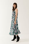 Lindsay Nicholas New York Dresses Romeo Blouson Dress in Green & Pink Peony