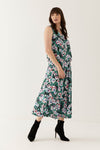 Lindsay Nicholas New York Dresses Romeo Blouson Dress in Green & Pink Peony