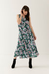 Lindsay Nicholas New York Dresses Romeo Blouson Dress in Green & Pink Peony