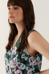 Lindsay Nicholas New York Dresses Romeo Blouson Dress in Green & Pink Peony