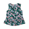 Lindsay Nicholas New York Sleeveless Tops Silk Peplum Top in Pink & Green Peony
