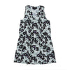 Lindsay Nicholas New York Dresses Pin-Tuck Mini Dress in Black and Purple Peony