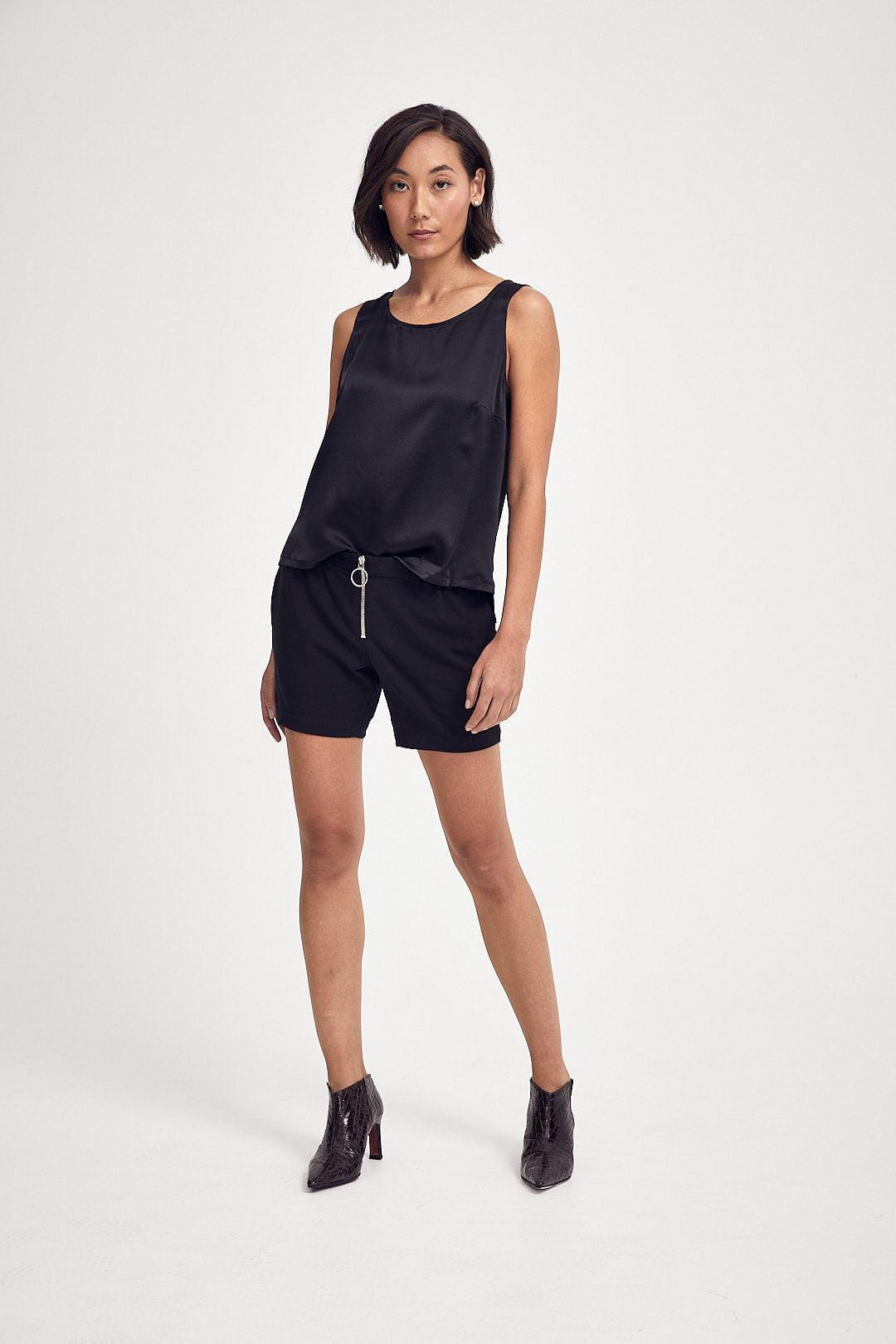 Lindsay Nicholas New York TOP Silk Shell in Black