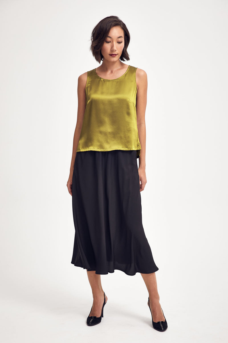 Lindsay Nicholas New York midi Duchess Skirt in Black Recycled Poly